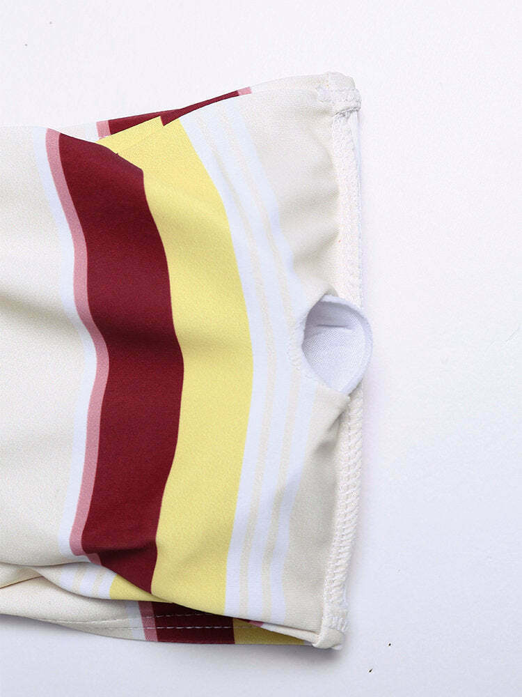 Y2K Aesthetic Convertible Strap Halter Backless Bikini Swimsuit Y2K Aesthetic Convertible Strap Halter Backless Bikini Swimsuit