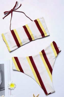 Y2K Aesthetic Convertible Strap Halter Backless Bikini Swimsuit