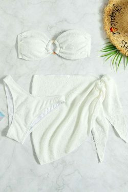 Y2K Aesthetic Coquette Beach Bikini Set with Tube Top - Grunge Style Cargo Skirt