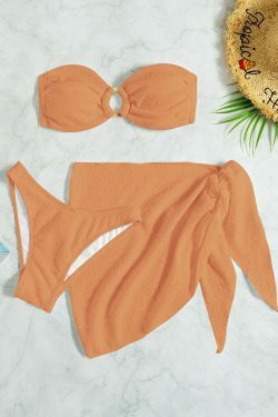 Y2K Aesthetic Coquette Beach Bikini Set with Tube Top - Grunge Style Cargo Skirt