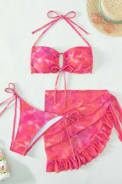 Y2K Aesthetic Coquette Bikini Set - Retro Grunge Style Two-Piece Swimwear