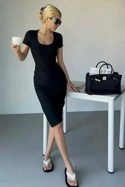 Y2K Aesthetic Coquette Bodycon Dress - Grunge Style Cargo Skirt & Pastel Goth Outfit