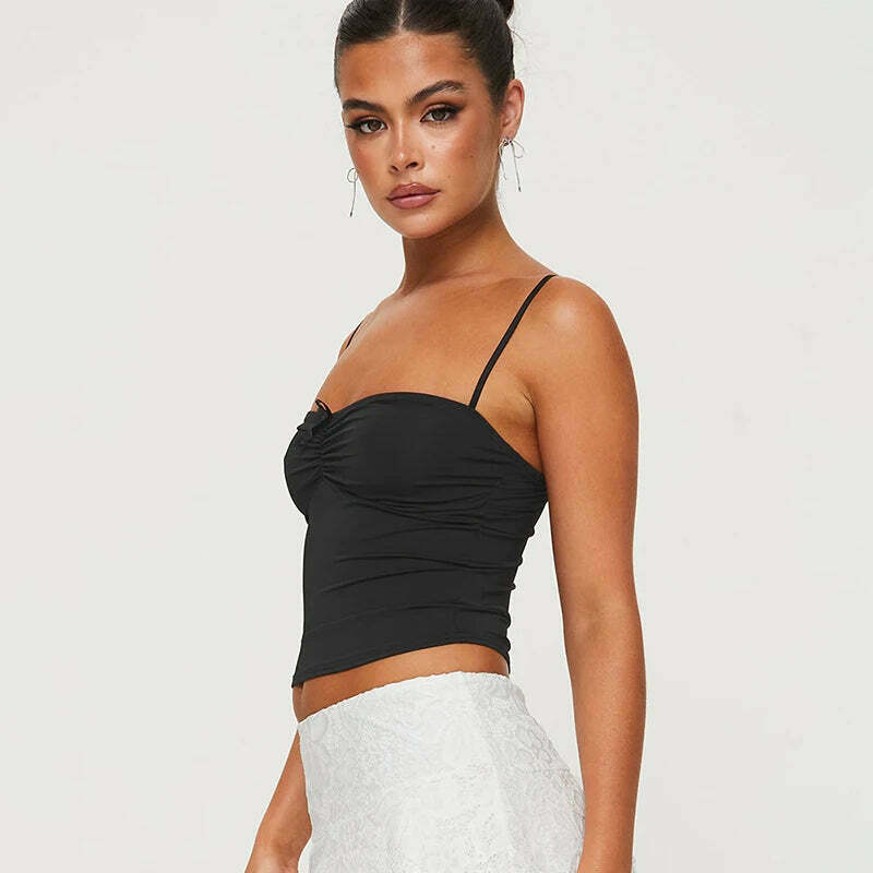 Y2K Aesthetic Coquette Cami Top with Adjustable Straps - Grunge Style Cute Pastel Goth Fashion Y2K Aesthetic Coquette Cami Top with Adjustable Straps - Grunge Style Cute Pastel Goth Fashion