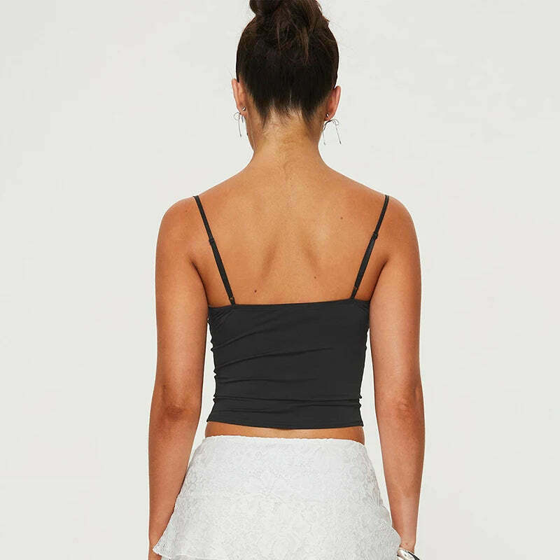 Y2K Aesthetic Coquette Cami Top with Adjustable Straps - Grunge Style Cute Pastel Goth Fashion Y2K Aesthetic Coquette Cami Top with Adjustable Straps - Grunge Style Cute Pastel Goth Fashion