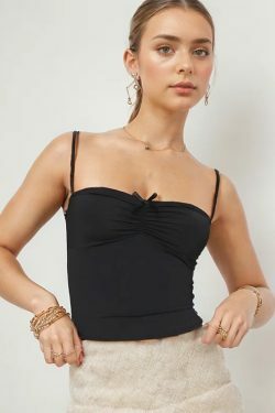 Y2K Aesthetic Coquette Cami Top with Adjustable Straps - Grunge Style Cute Pastel Goth Fashion