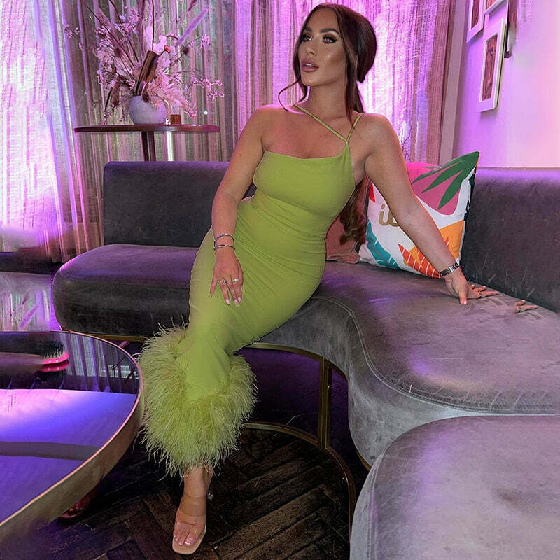 Y2K Aesthetic Coquette Dress with Feather Detail - Grunge Style Women's Fashion Y2K Aesthetic Coquette Dress with Feather Detail - Grunge Style Women's Fashion