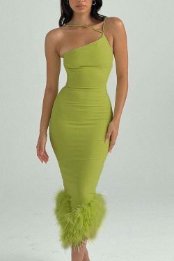 Y2K Aesthetic Coquette Dress with Feather Detail - Grunge Style Women's Fashion