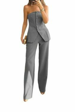 Y2K Aesthetic Coquette Outfit: Cargo Skirt & Temperament Tube Top Suit Pants