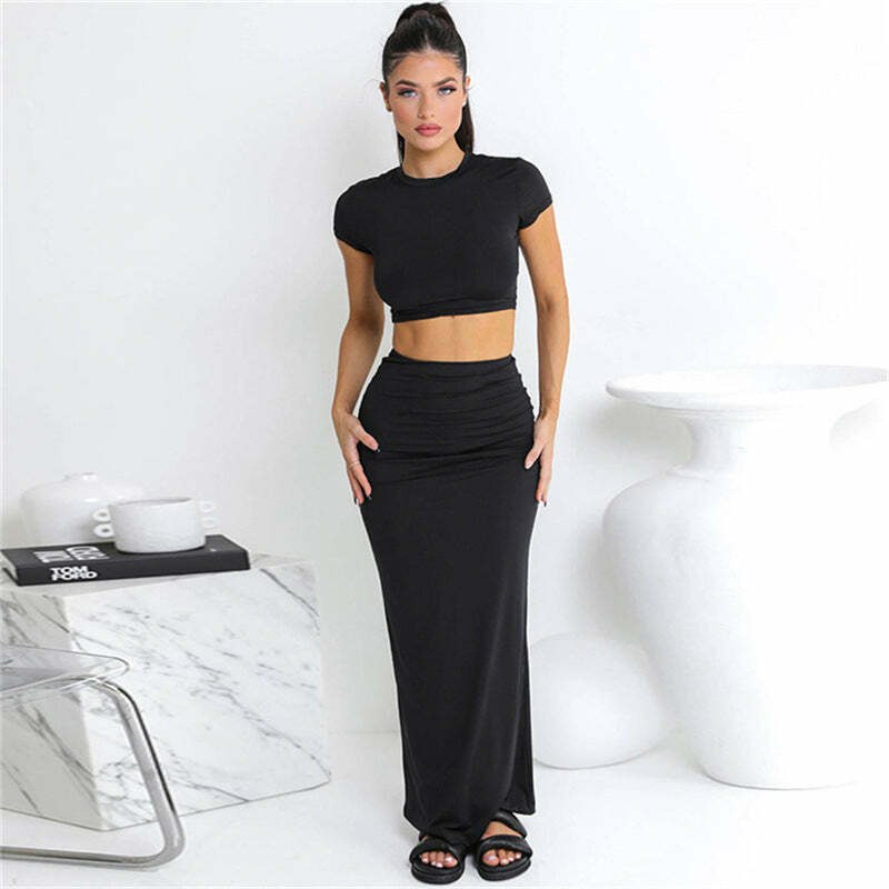 Y2K Aesthetic Coquette Skirt Suit: Navel-Baring High Waist Cargo Skirt for Women's Fashion Y2K Aesthetic Coquette Skirt Suit: Navel-Baring High Waist Cargo Skirt for Women's Fashion