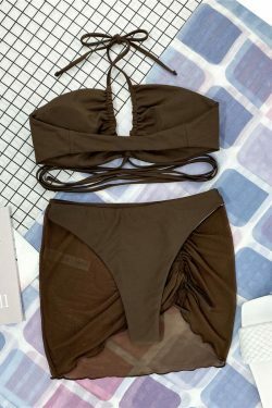 Y2K Aesthetic Coquette Split Bikini Swimsuit - Retro Grunge Style for Women