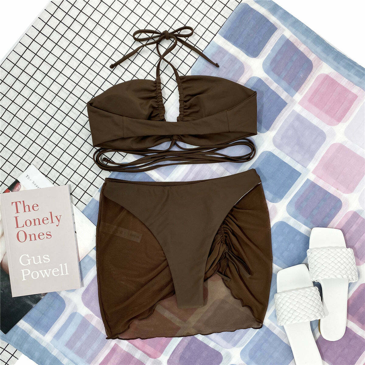 Y2K Aesthetic Coquette Split Bikini Swimsuit - Retro Grunge Style for Women