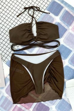 Y2K Aesthetic Coquette Split Bikini Swimsuit - Retro Grunge Style for Women