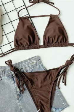 Y2K Aesthetic Coquette Style Backless Bandage Bikini - Grunge Fashion, Cute