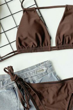 Y2K Aesthetic Coquette Style Backless Bandage Bikini - Grunge Fashion, Cute