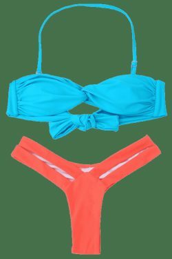 Y2K Aesthetic Coquette Style Bandage Bikini - Trendy Two-Tone Fashion for Women