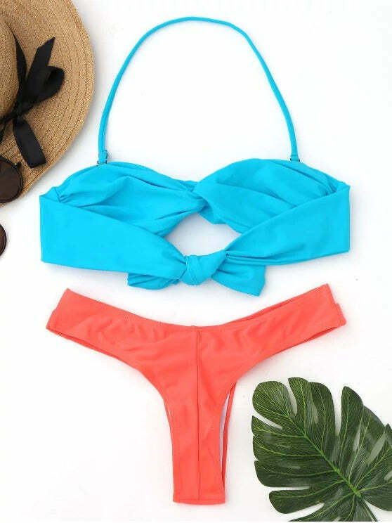 Y2K Aesthetic Coquette Style Bandage Bikini - Trendy Two-Tone Fashion for Women Y2K Aesthetic Coquette Style Bandage Bikini - Trendy Two-Tone Fashion for Women
