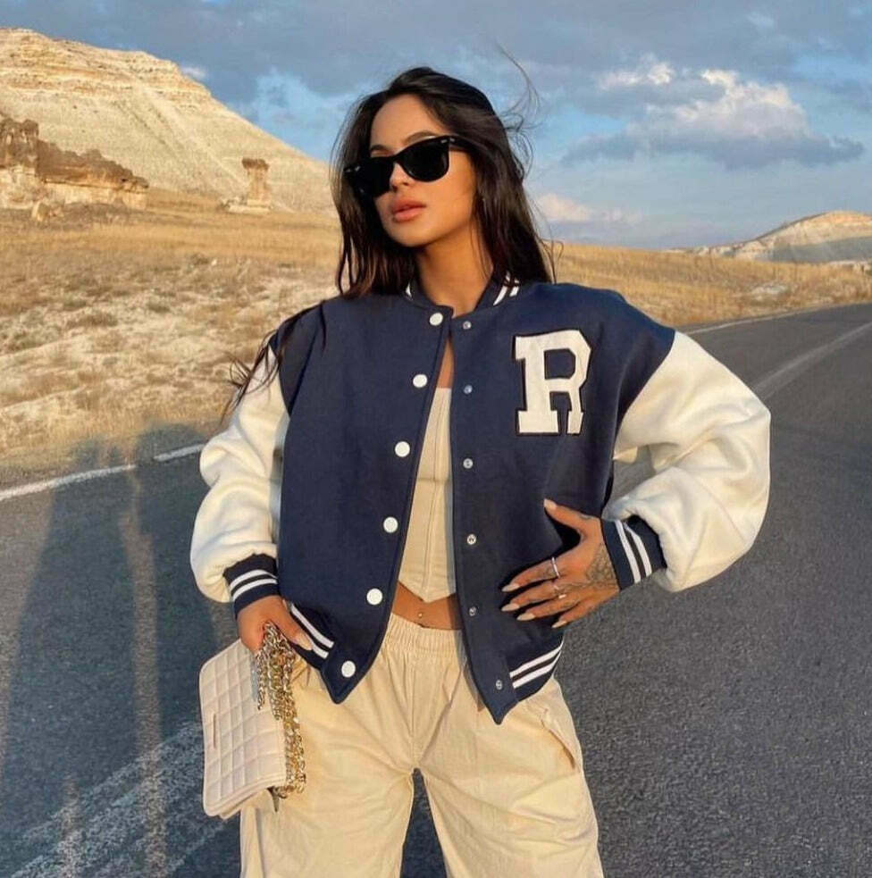 Y2K Aesthetic Coquette Style Baseball Jacket for Women - Grunge, Pastel Goth, and Old Money Fashion Y2K Aesthetic Coquette Style Baseball Jacket for Women - Grunge, Pastel Goth, and Old Money Fashion