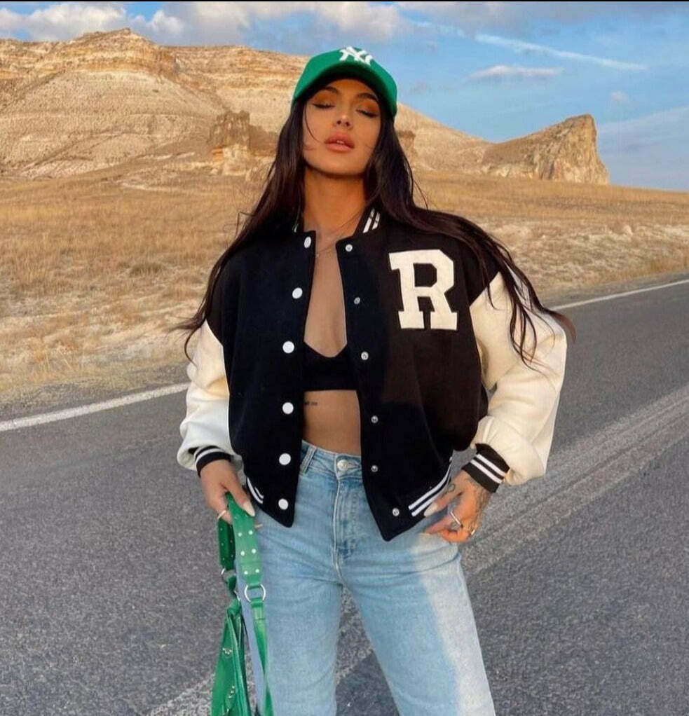 Y2K Aesthetic Coquette Style Baseball Jacket for Women - Grunge, Pastel Goth, and Old Money Fashion Y2K Aesthetic Coquette Style Baseball Jacket for Women - Grunge, Pastel Goth, and Old Money Fashion