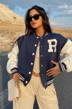 Y2K Aesthetic Coquette Style Baseball Jacket for Women - Grunge, Pastel Goth, and Old Money Fashion
