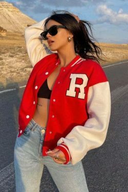 Y2K Aesthetic Coquette Style Baseball Jacket for Women - Grunge, Pastel Goth, and Old Money Fashion