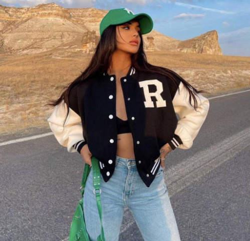 Y2K Aesthetic Coquette Style Baseball Jacket for Women - Grunge, Pastel Goth, and Old Money Fashion Y2K Aesthetic Coquette Style Baseball Jacket for Women - Grunge, Pastel Goth, and Old Money Fashion