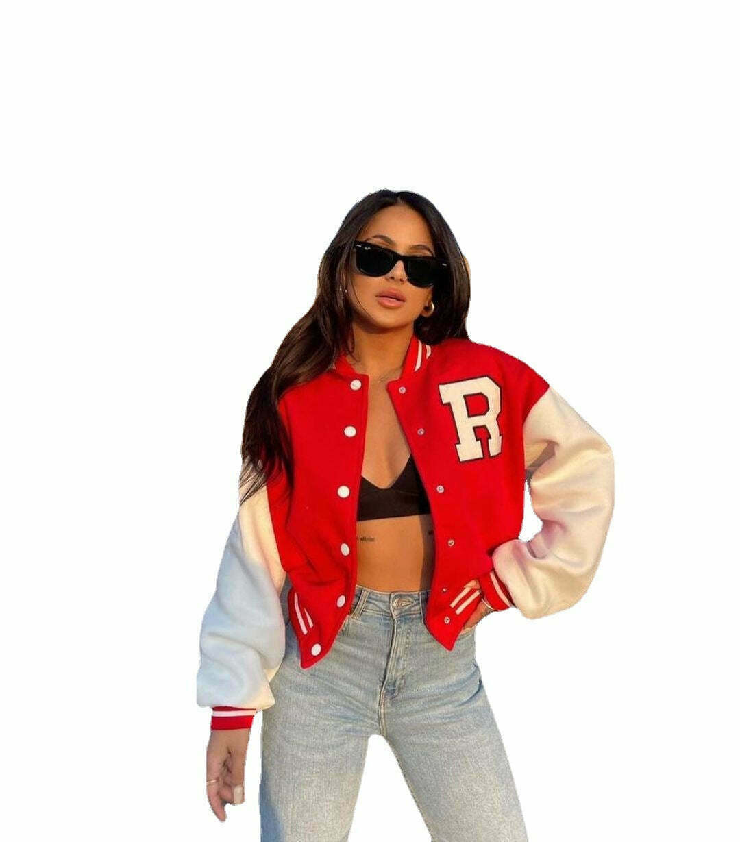 Y2K Aesthetic Coquette Style Baseball Jacket for Women - Grunge, Pastel Goth, and Old Money Fashion Y2K Aesthetic Coquette Style Baseball Jacket for Women - Grunge, Pastel Goth, and Old Money Fashion