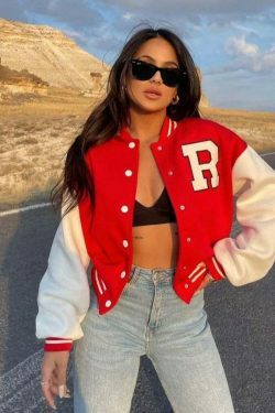 Y2K Aesthetic Coquette Style Baseball Jacket for Women - Grunge, Pastel Goth, and Old Money Fashion