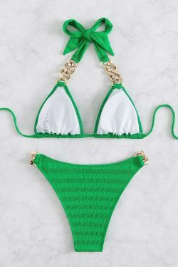 Y2K Aesthetic Coquette Style Beach Bikini Solid Color Sexy Swimsuit