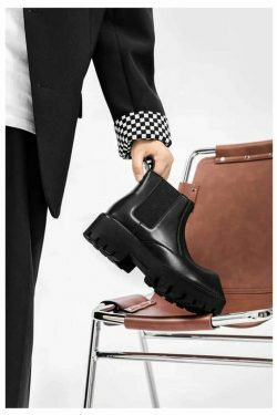 Y2K Aesthetic Coquette Style Black Angled Toe Chelsea Boots