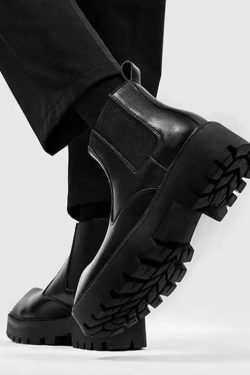 Y2K Aesthetic Coquette Style Black Angled Toe Chelsea Boots