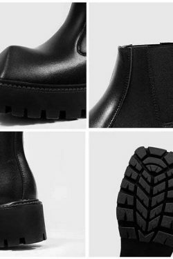 Y2K Aesthetic Coquette Style Black Angled Toe Chelsea Boots