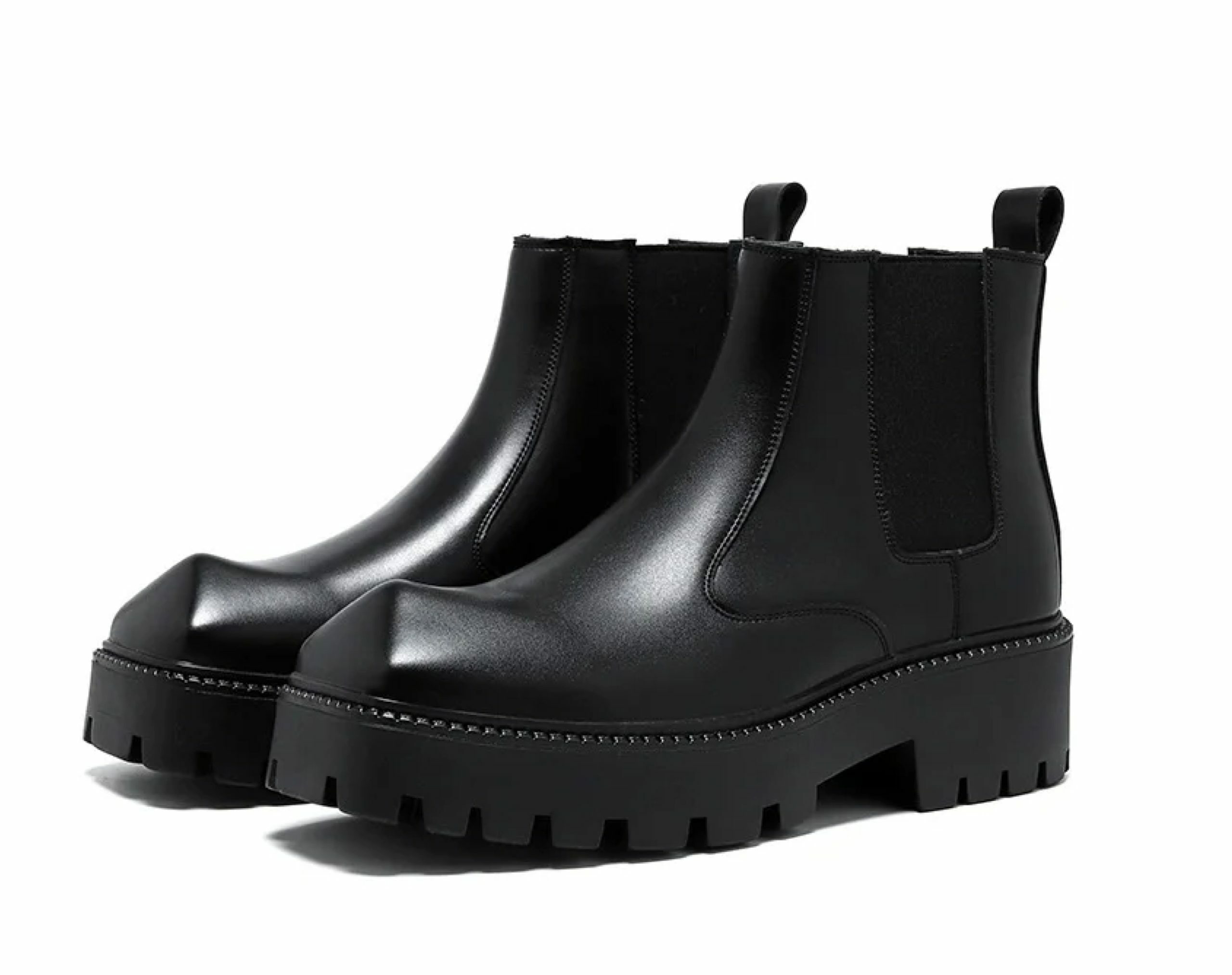 Y2K Aesthetic Coquette Style Black Angled Toe Chelsea Boots Y2K Aesthetic Coquette Style Black Angled Toe Chelsea Boots
