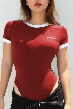 Y2K Aesthetic Coquette Style Bodysuit with Lettering - Cute Tops for Women