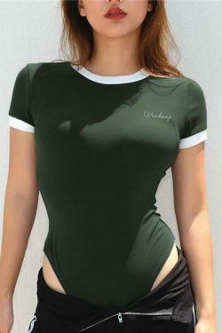 Y2K Aesthetic Coquette Style Bodysuit with Lettering - Cute Tops for Women