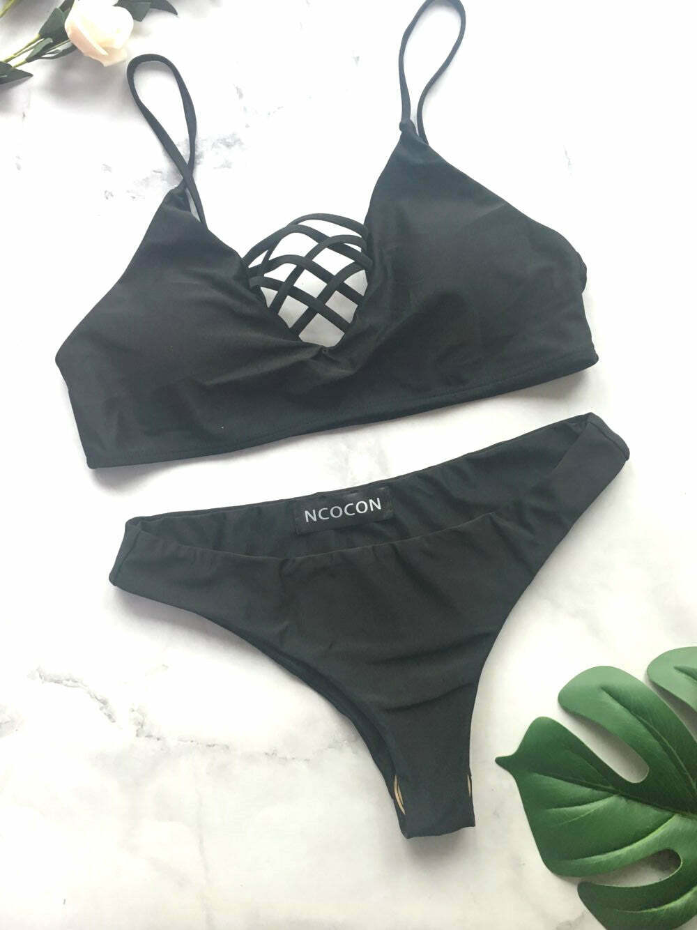 Y2K Aesthetic Coquette Style Caged Bralette Bikini Set for Women Fashion Y2K Aesthetic Coquette Style Caged Bralette Bikini Set for Women Fashion