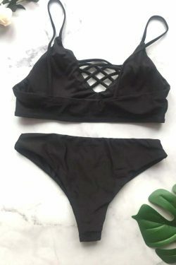 Y2K Aesthetic Coquette Style Caged Bralette Bikini Set for Women Fashion
