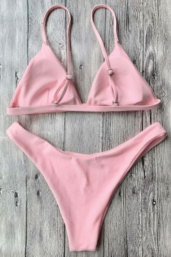 Y2K Aesthetic Coquette Style Cami Soft Pad Thong Bikini Set