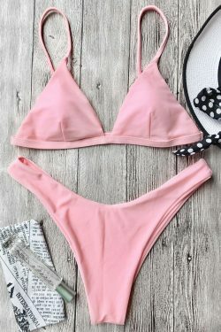 Y2K Aesthetic Coquette Style Cami Soft Pad Thong Bikini Set