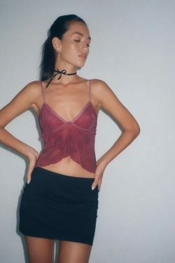 Y2K Aesthetic Coquette Style Cami with Pastel Goth Vibes and Grunge Flair