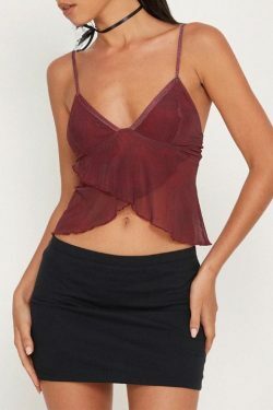 Y2K Aesthetic Coquette Style Cami with Pastel Goth Vibes and Grunge Flair