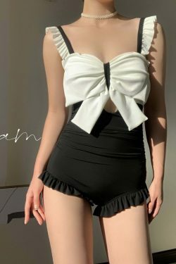 Y2K Aesthetic Coquette Style Cargo Skirt & Bow Shorts Swimwear Set
