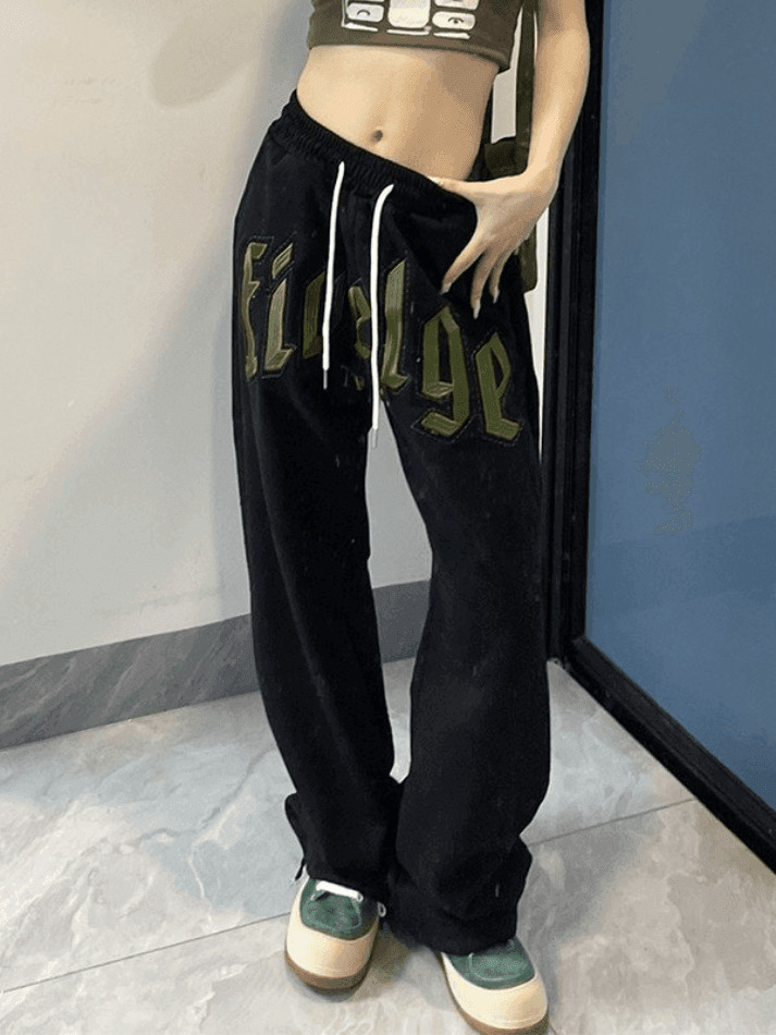 Y2K Aesthetic Coquette Style Cargo Skirt & Hoodie Set with Letter Embroidered Baggy Sweatpants
