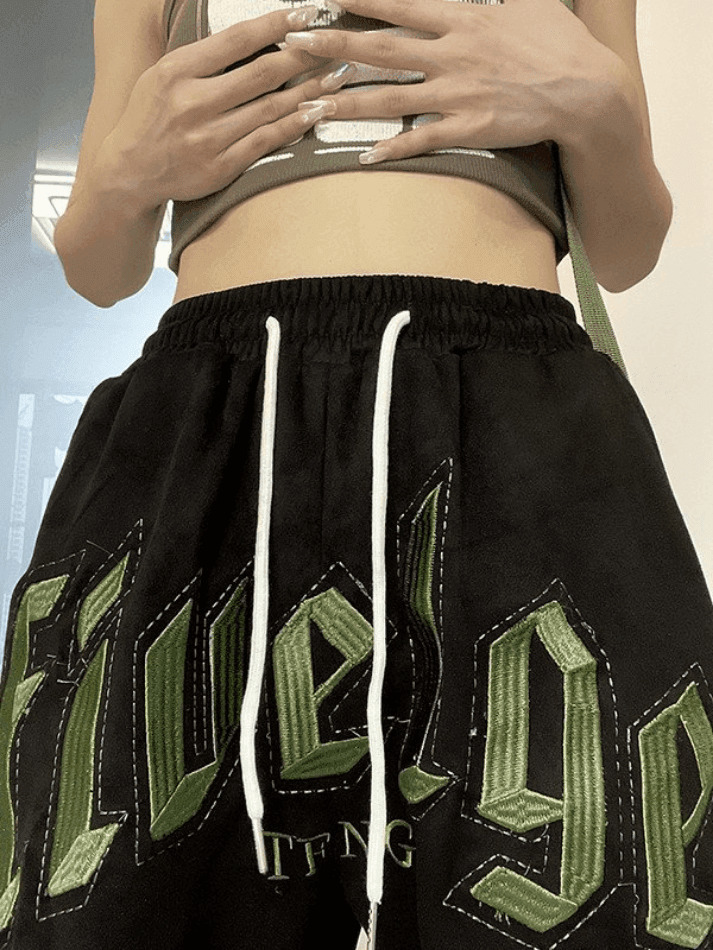 Y2K Aesthetic Coquette Style Cargo Skirt & Hoodie Set with Letter Embroidered Baggy Sweatpants