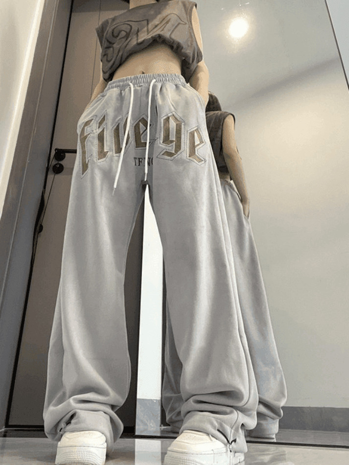 Y2K Aesthetic Coquette Style Cargo Skirt & Hoodie Set with Letter Embroidered Baggy Sweatpants