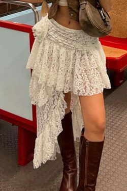 Y2K Aesthetic Coquette Style Cargo Skirt - Grunge Fashion Asymmetrical Short Skirt