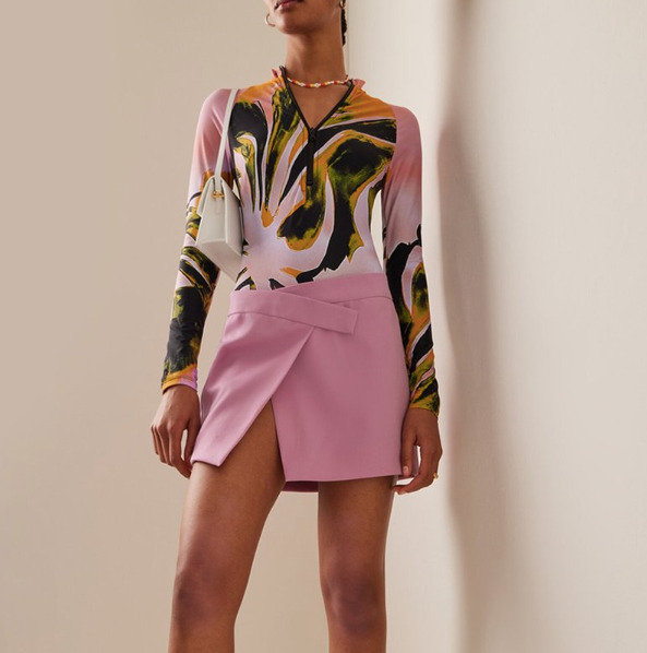 Y2K Aesthetic Coquette Style Cargo Skirt - Grunge Goth Fashion Printed Spandex Bodysuit