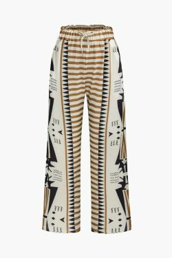 Y2K Aesthetic Coquette Style Cargo Skirt - Printed Tie Waist Pants