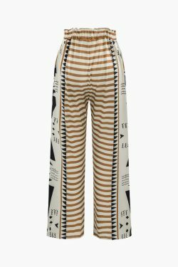 Y2K Aesthetic Coquette Style Cargo Skirt - Printed Tie Waist Pants