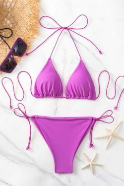 Y2K Aesthetic Coquette Style Cargo Skirt - Three-Point Solid Color String Strap Bikini