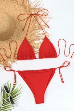 Y2K Aesthetic Coquette Style Cargo Skirt - Three-Point Solid Color String Strap Bikini